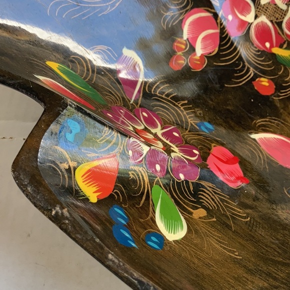 Vtg Batea folk art wood hand painted console bowl - Picture 10 of 15